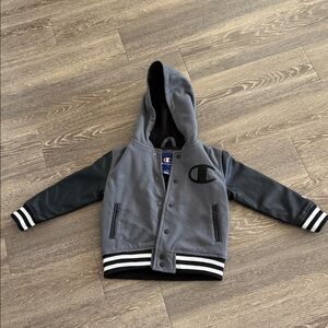 Champion Kids Gray and Black Varsity Hoodie jacket